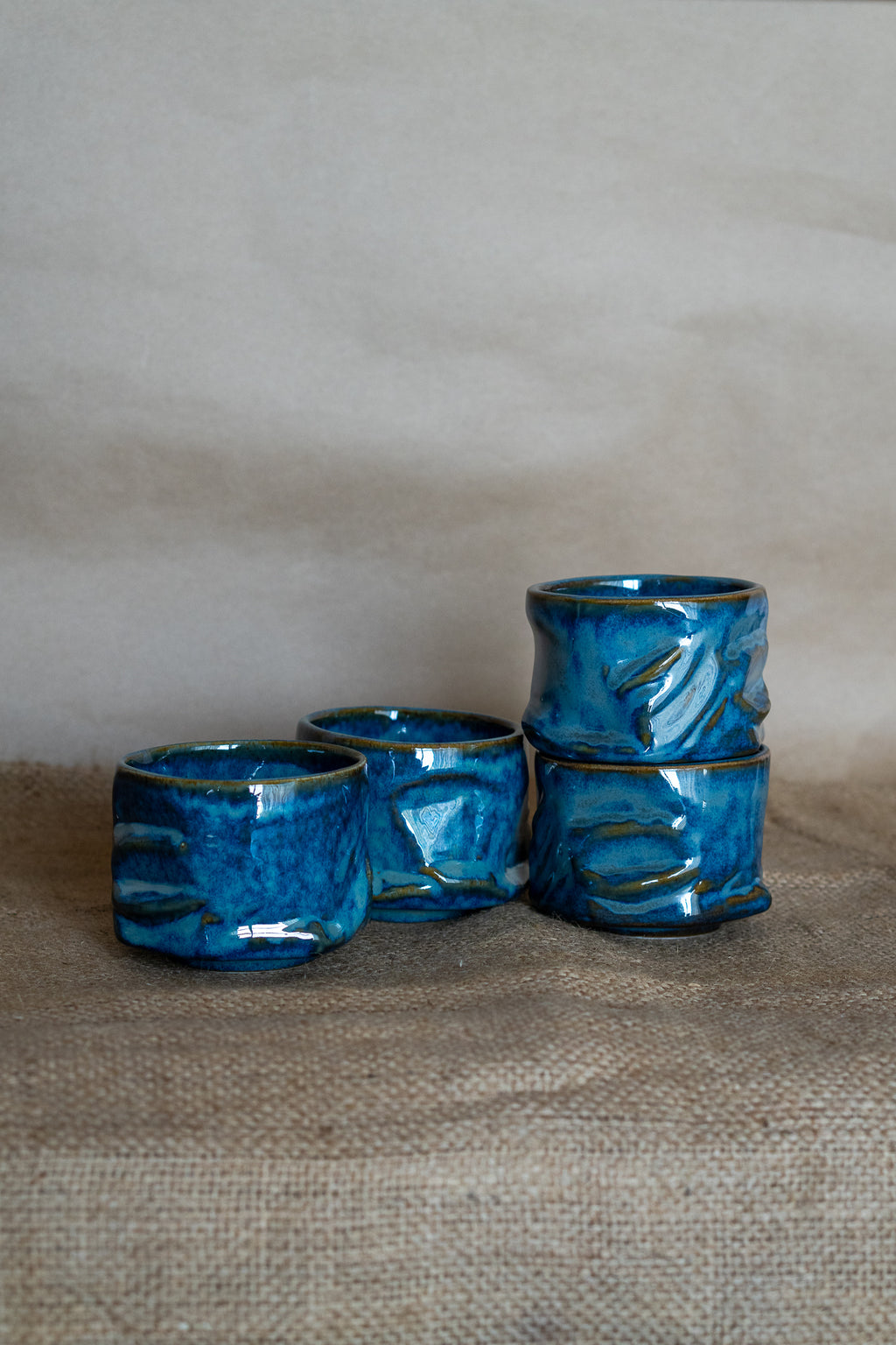 Stream - Yunomi Mugs - Without handle. Color- Antique Blue. Set of 4.