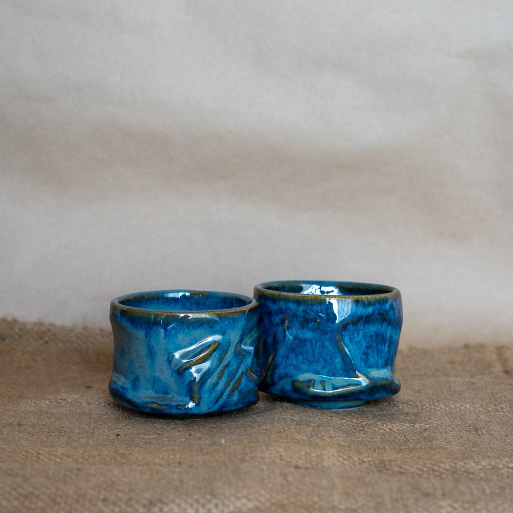 Stream - Yunomi Mugs - Without handle. Color- Antique Blue. Set of 2. Front View