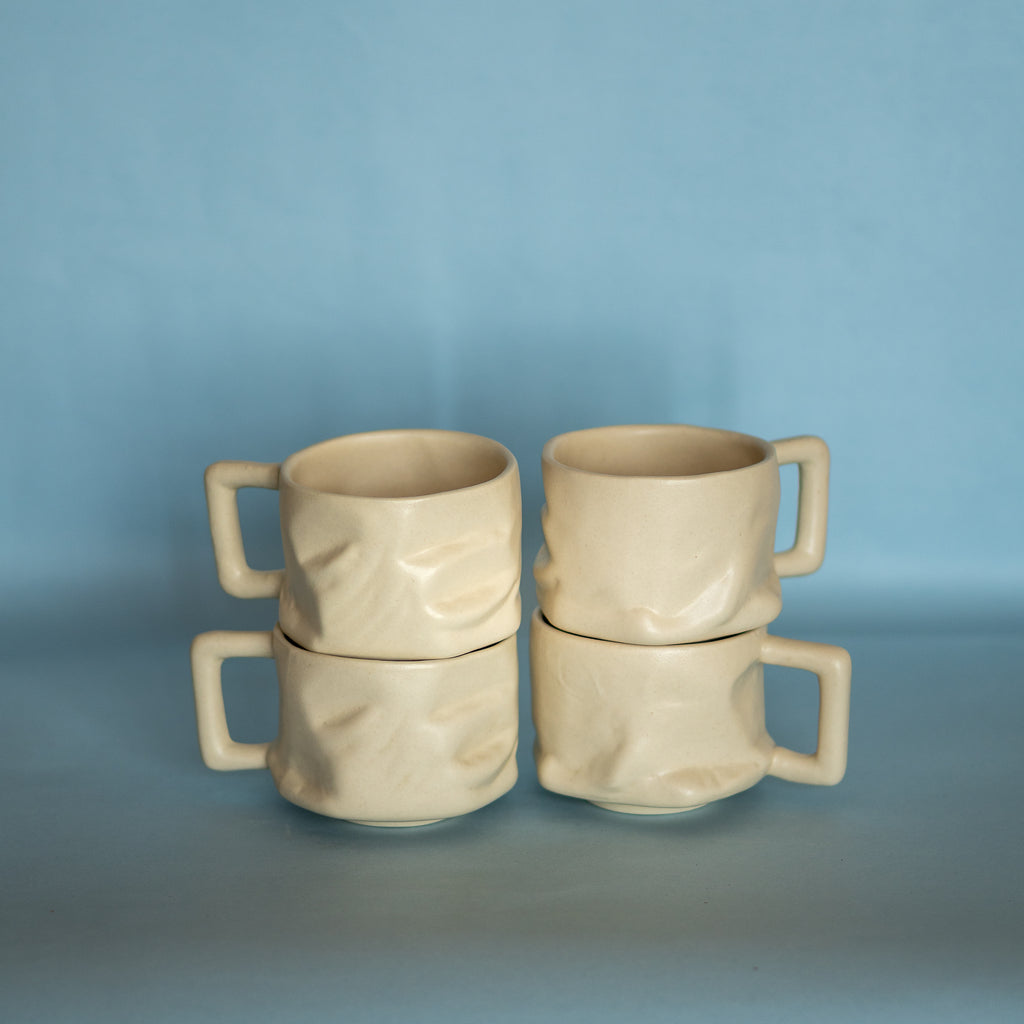 Snow - Yunomi Mugs - With handle. Colour-white. Set of 4.