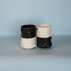 Yin & Yang - Yunomi Mugs - without handle - Set of 4. Combo - White and Black Colour.