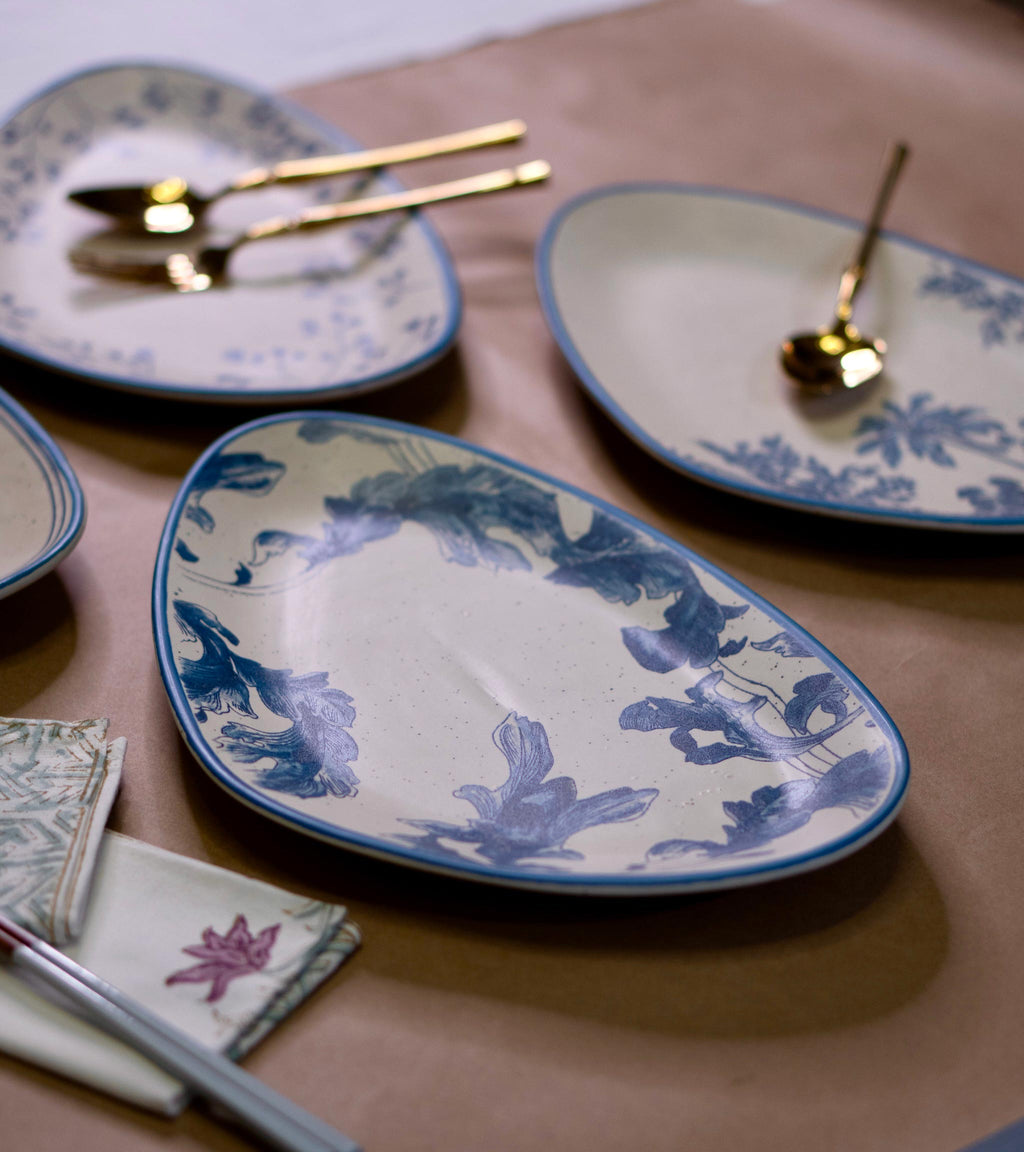 Blue Water Brush Serving Platter