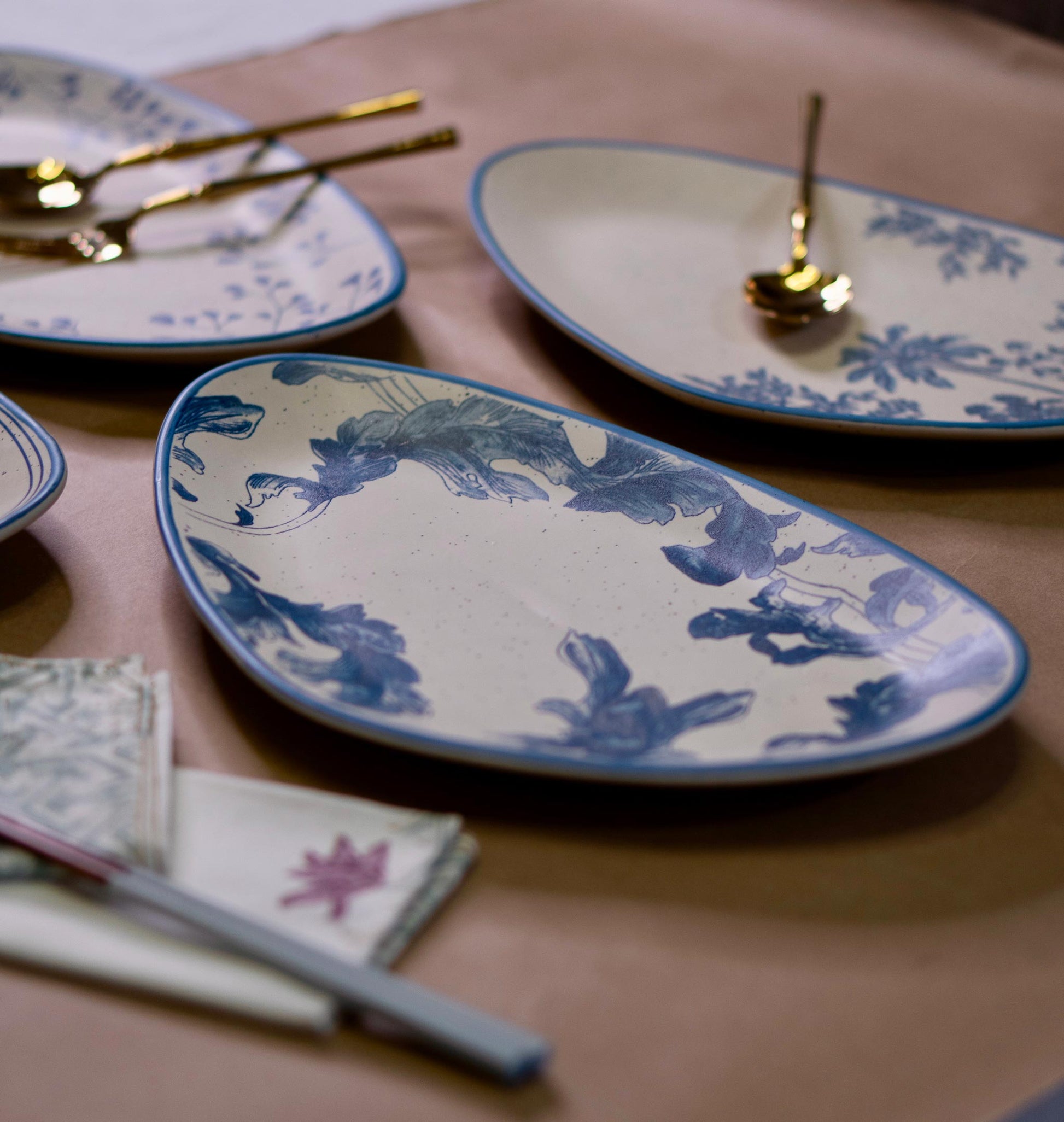 Blue Water Brush Serving Platter