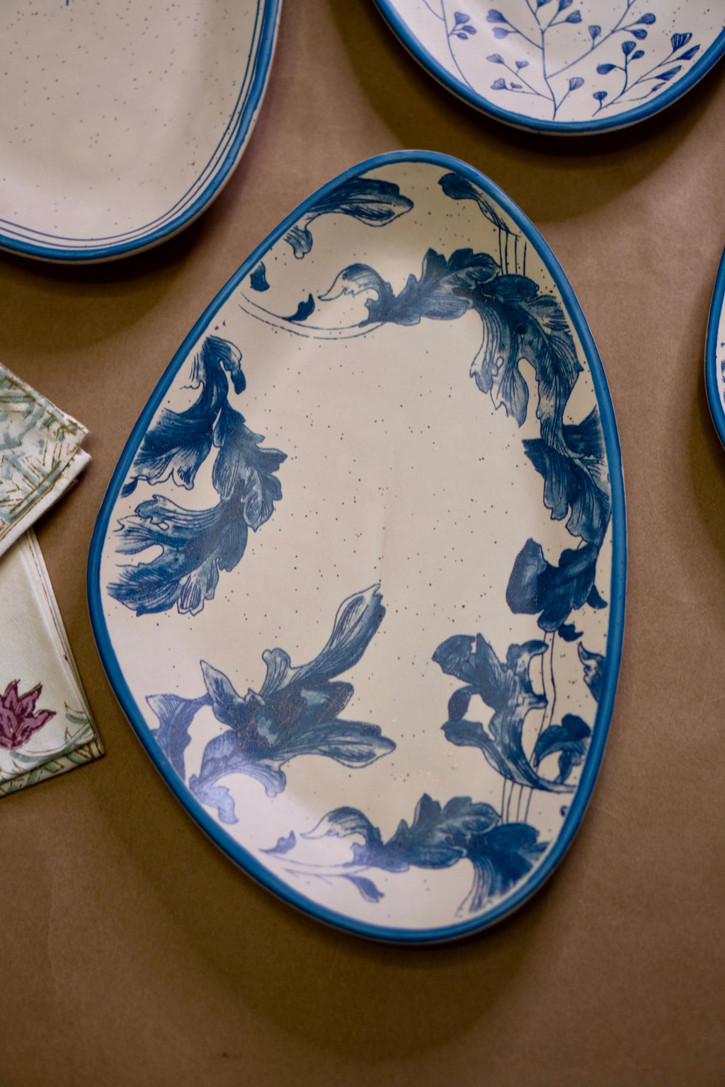 Blue Water Brush Serving Platter