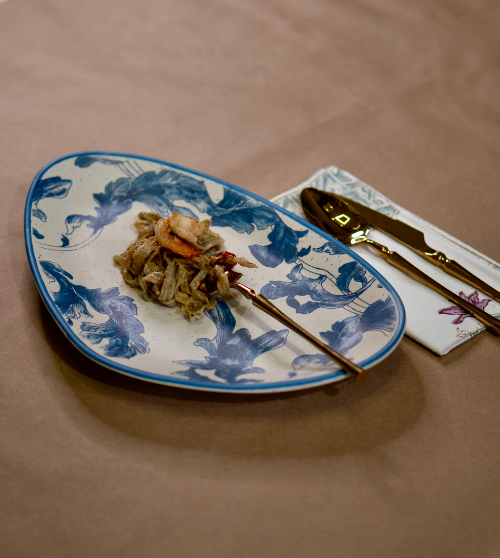 Blue Water Brush Serving Platter