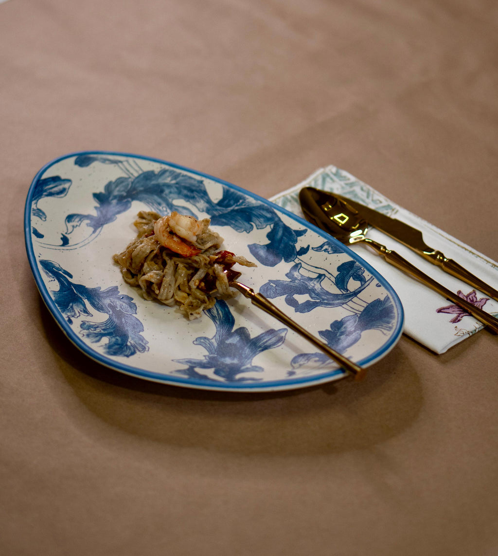 Blue Water Brush Serving Platter