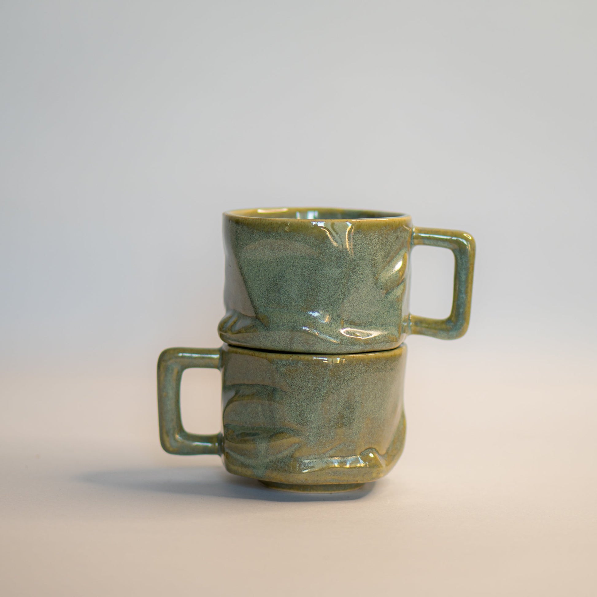 Green Stone Yunomi (with handle) 2pcs | 300ml