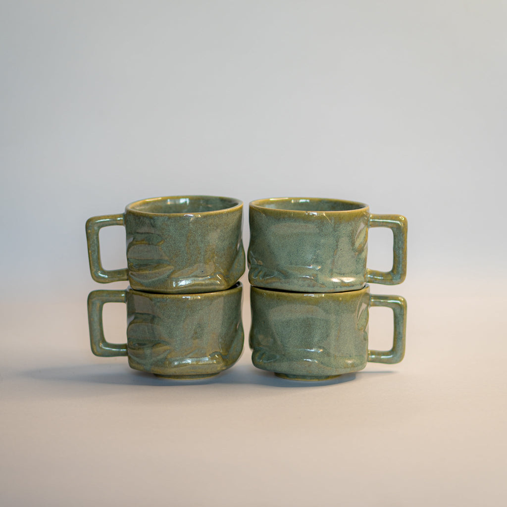 Green Stone Yunomi (with handle) 2pcs | 300ml