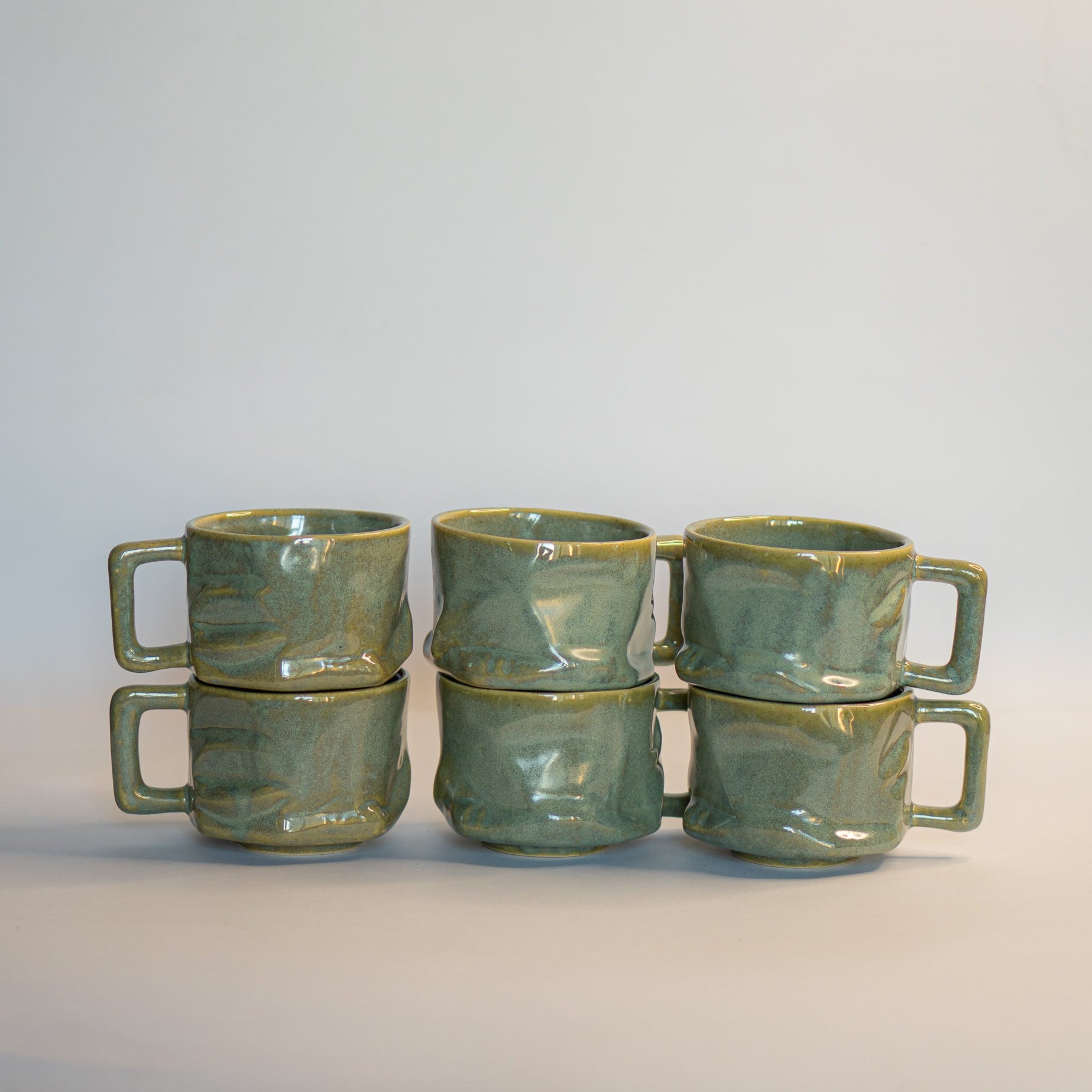 Green Stone Yunomi (with handle) 2pcs | 300ml