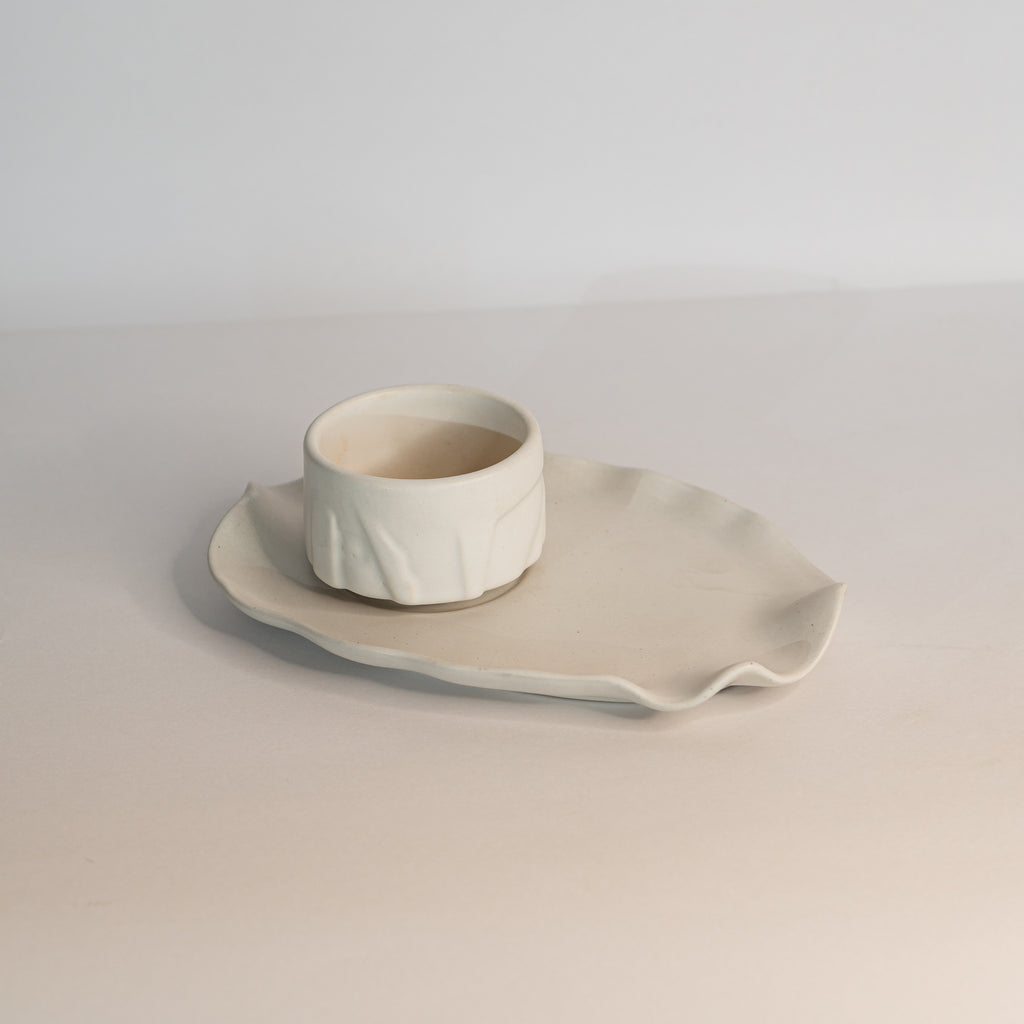 White Matte Yunomi Platter