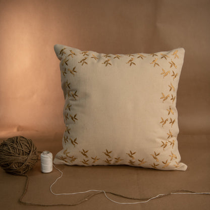 Golden Embroidery Cushion | Birds