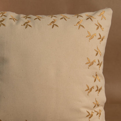 Golden Embroidery Cushion | Birds