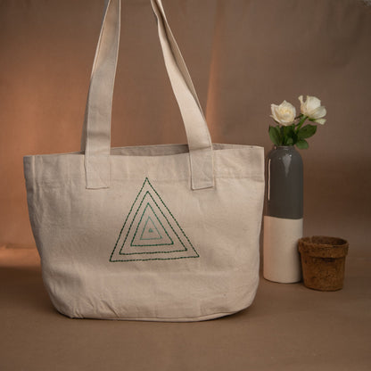 Triangle Hand Embroidered Tote Bags