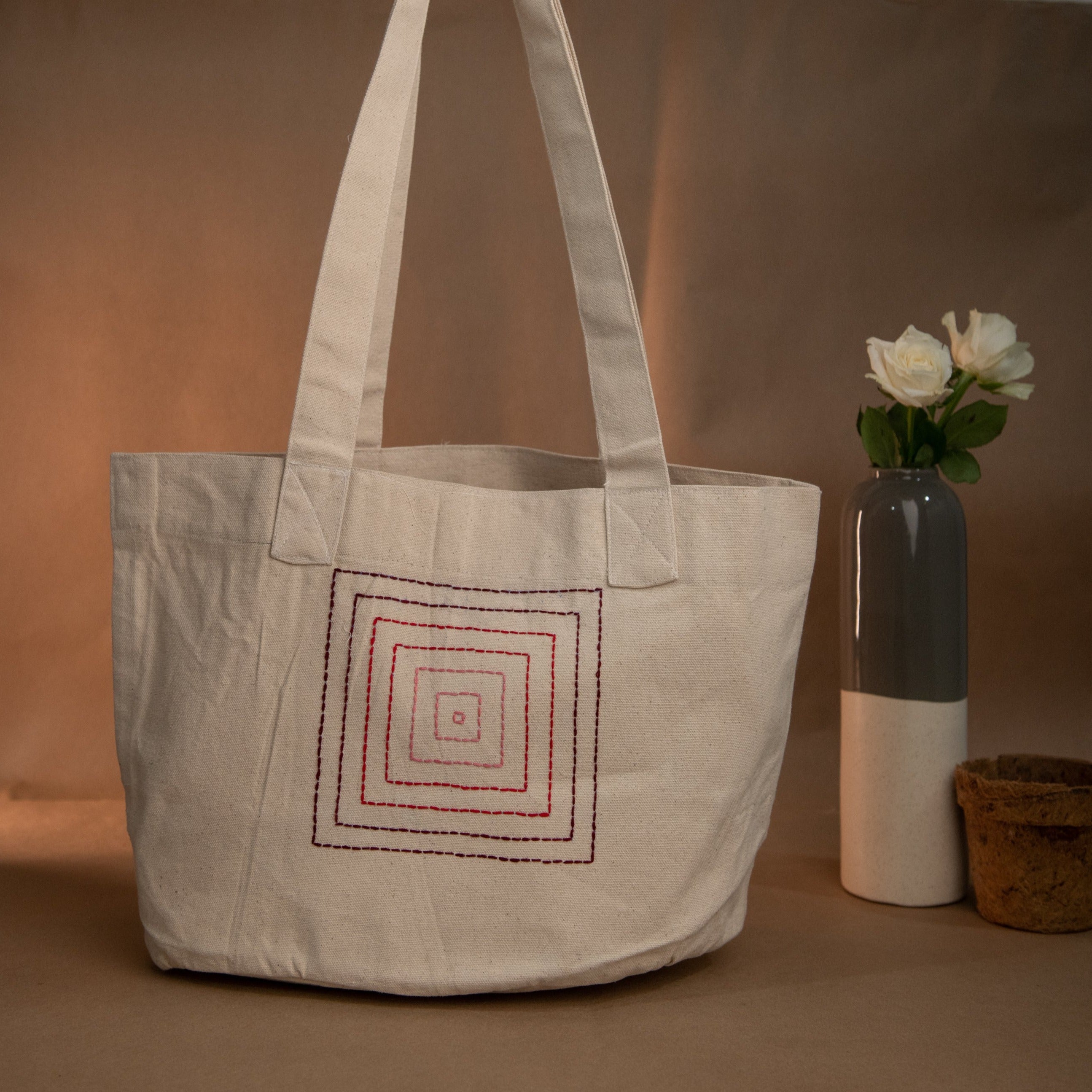 Square Hand Embroidered Tote Bags – kamaan