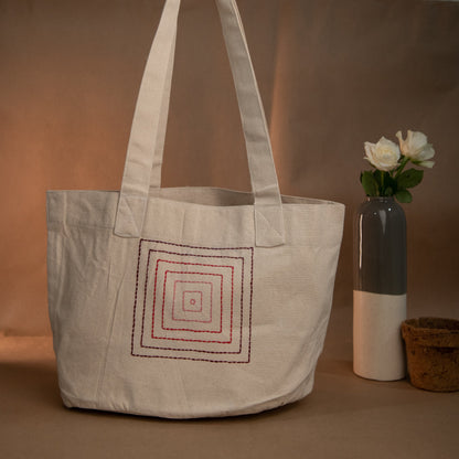 Square Hand Embroidered Tote Bags