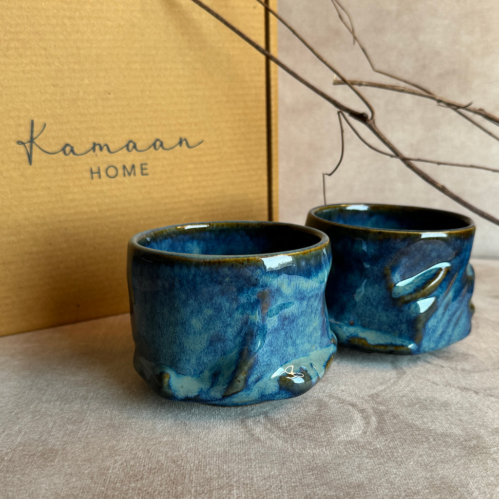 Stream - Yunomi Mugs - Without handle. Color- Antique Blue. Set of 2.