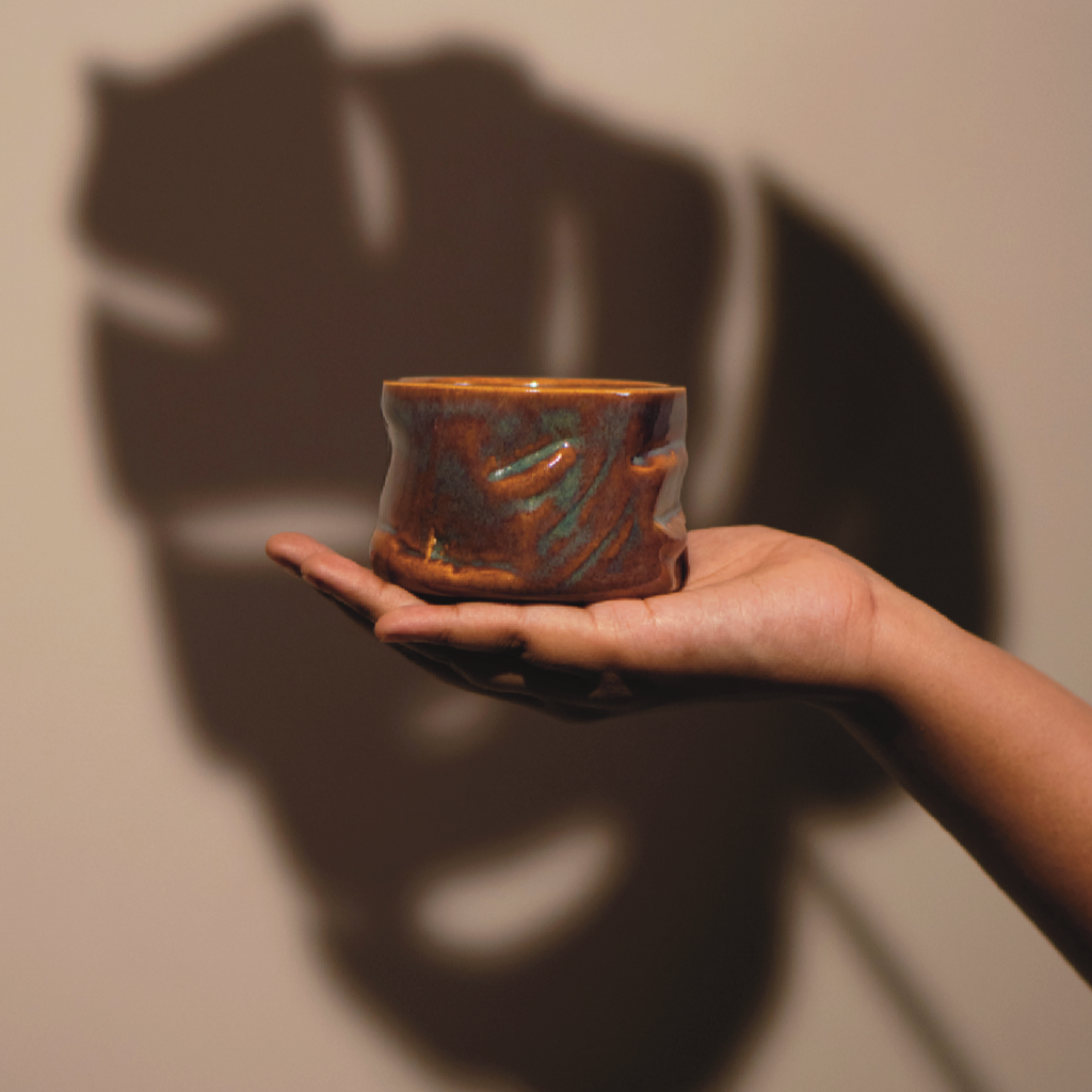 Dusk - Yunomi Mugs. Color- Antique Brown. Back View.