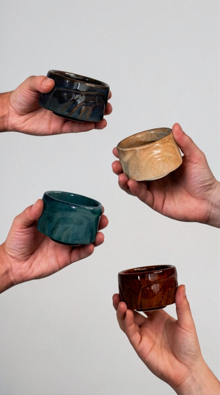 Set of 4 - Beige, Brown, Teal & Blue Yunomis | 200ml (4pcs)