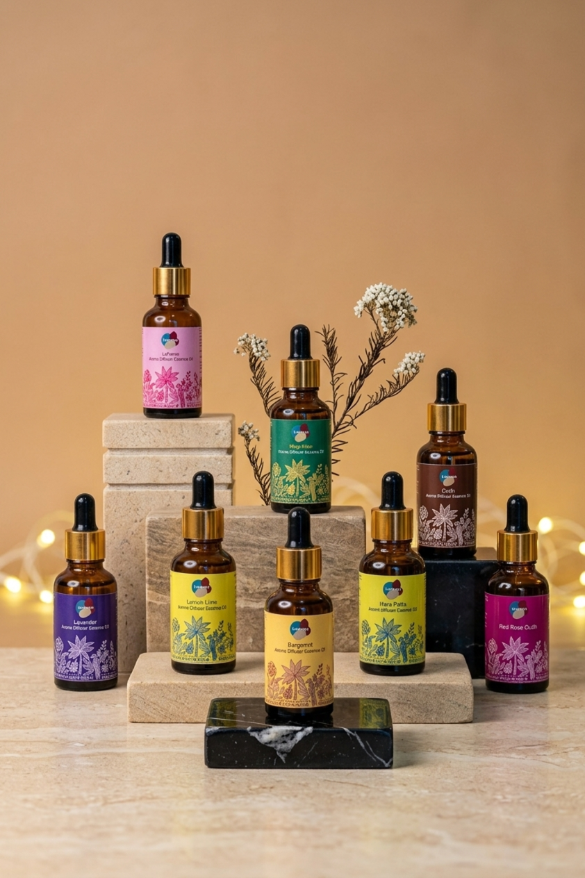 Set of 8 - Oudh, Hara Patta, Oudh, Red Rose Oudh, La France, Morga, Bergamot, Lemon Lime, Lavender,   (30ml each pc)