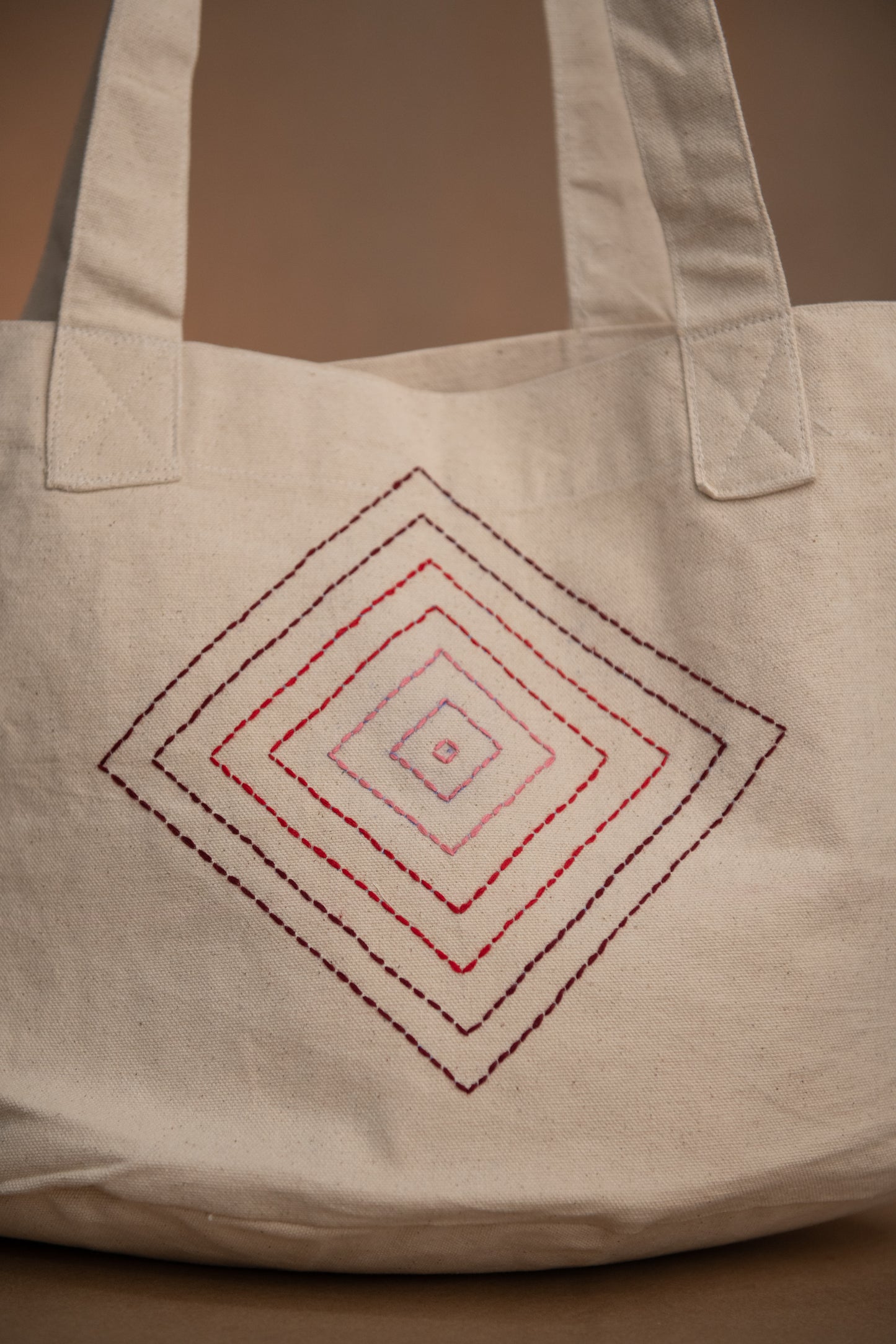 Rhombus Hand Embroidered Tote Bags