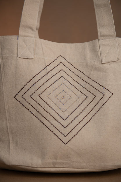 Rhombus Hand Embroidered Tote Bags